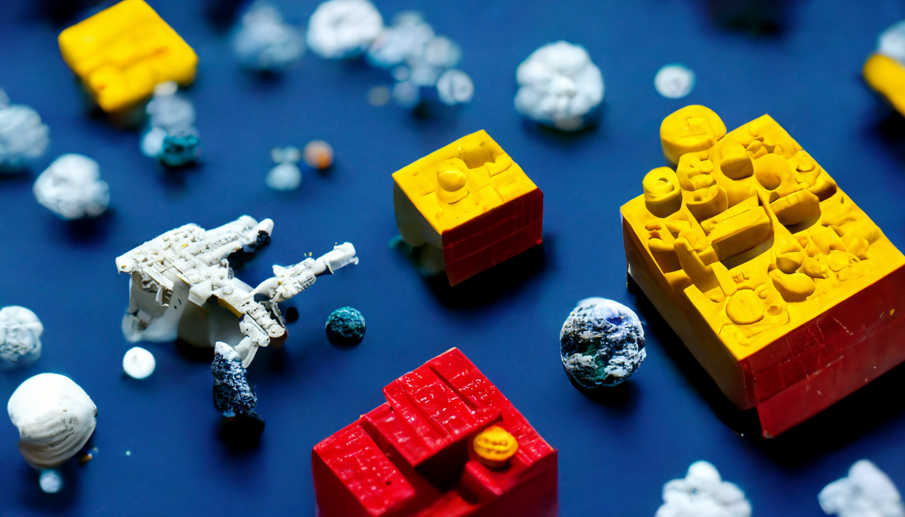 The universe building the world out of lego (Midjourney)