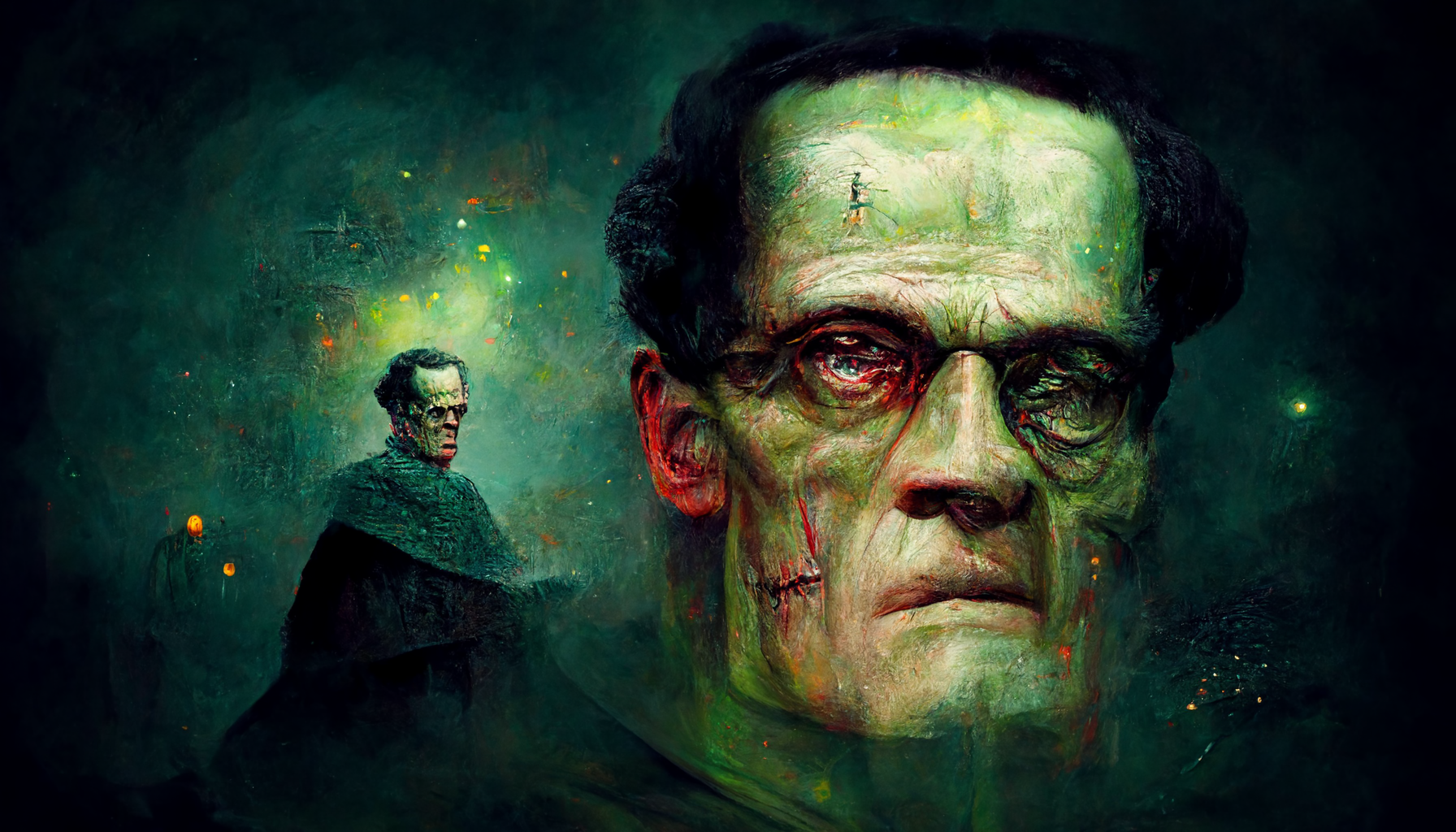 Frankenstein awakens (Midjourney)