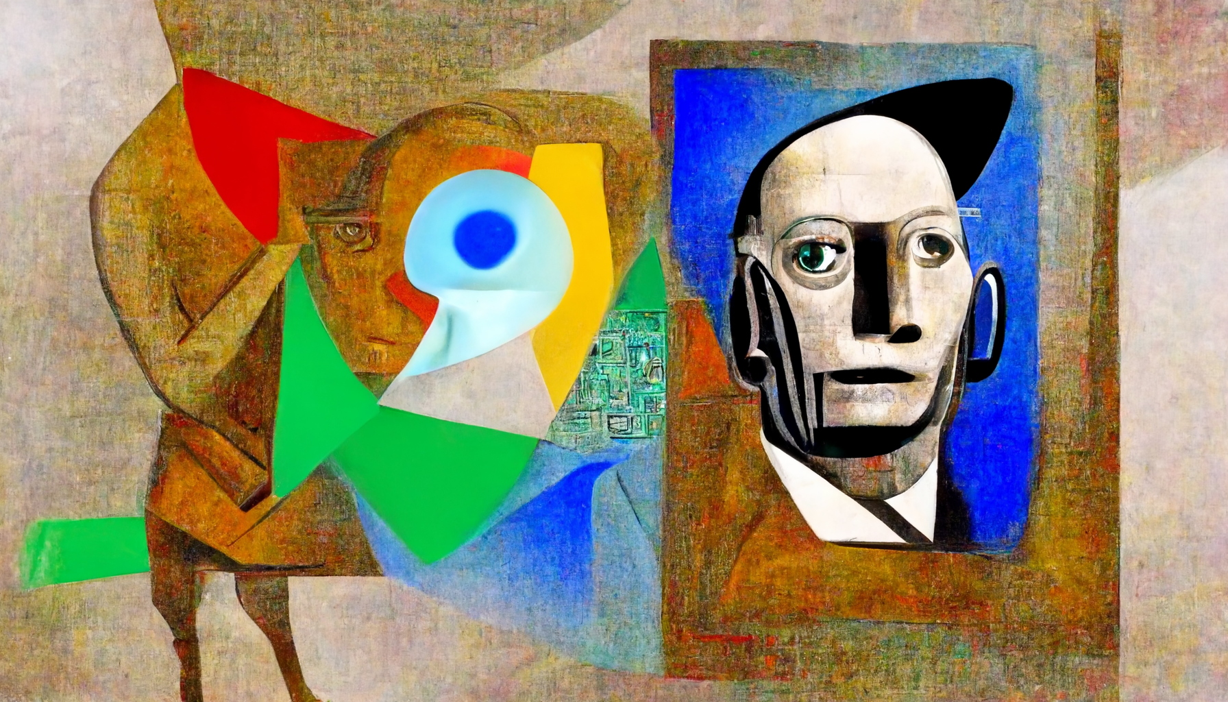Artificial intelligence becoming self-aware, Picasso futurism (Midjourney)